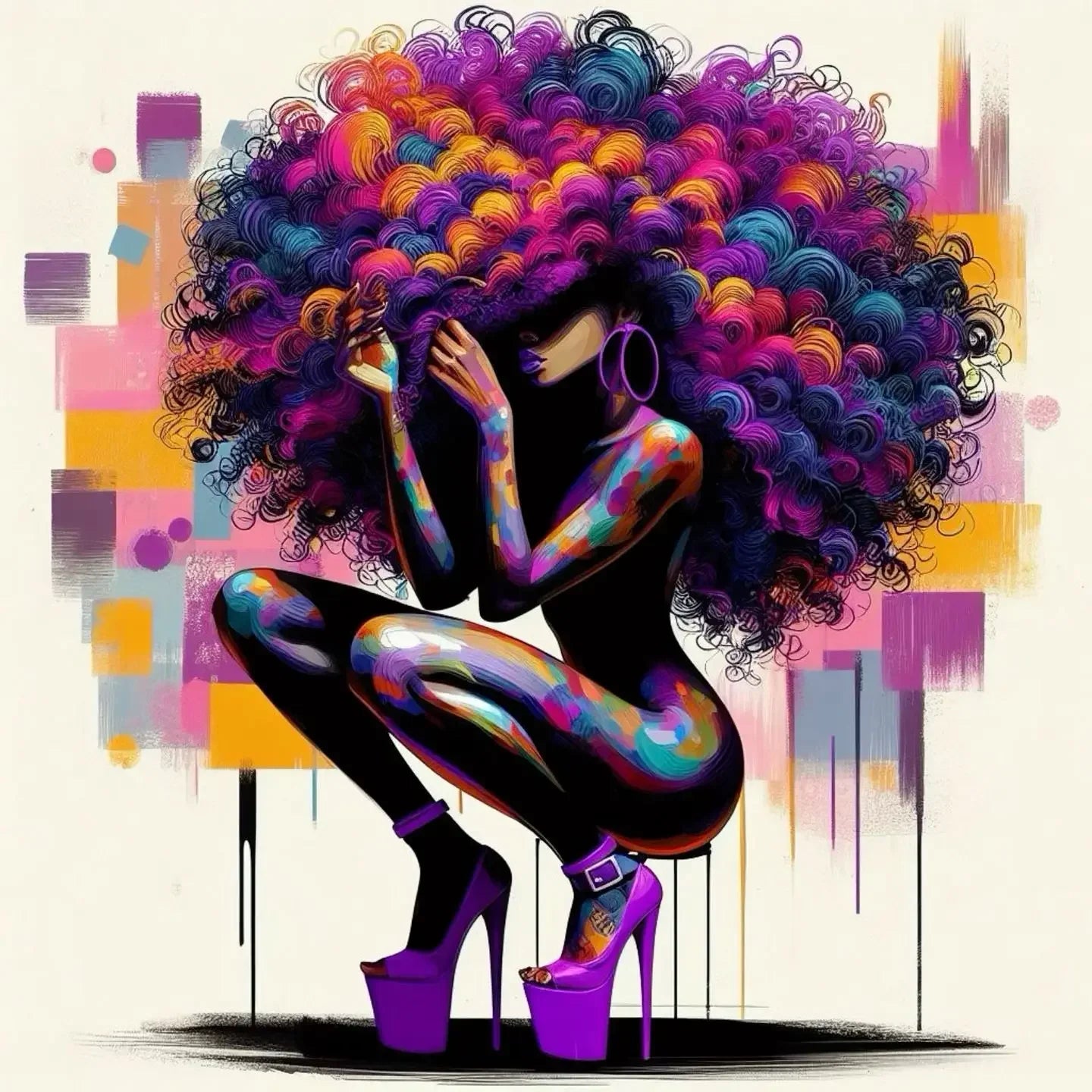 Abstract Big Hair Wall Art