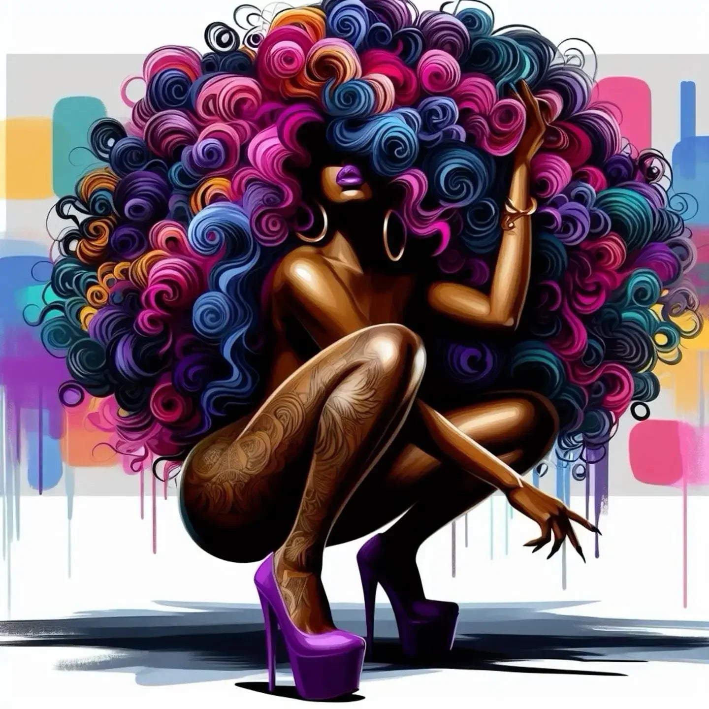 Abstract Big Hair Wall Art