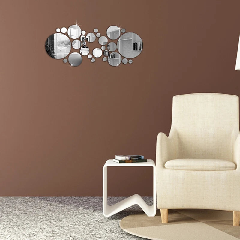 26 Piece 3D Acrylic Mirror Wall Stickers