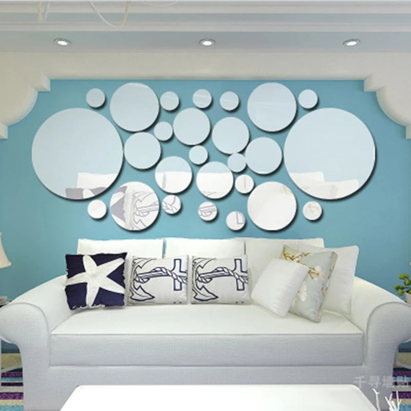 26 Piece 3D Acrylic Mirror Wall Stickers