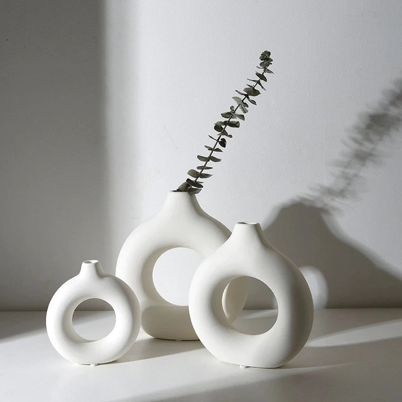 Nordic White Flower Vase for Table & Home Decor