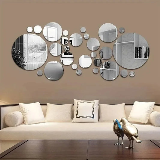 26 Piece 3D Acrylic Mirror Wall Stickers