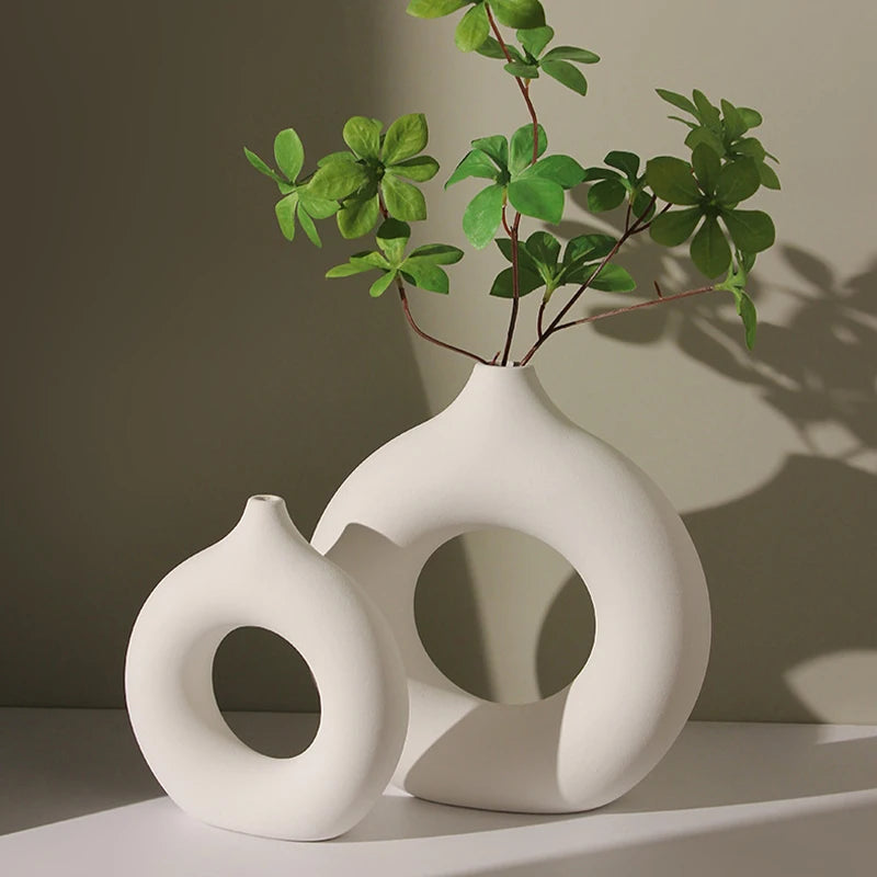 Nordic White Flower Vase for Table & Home Decor