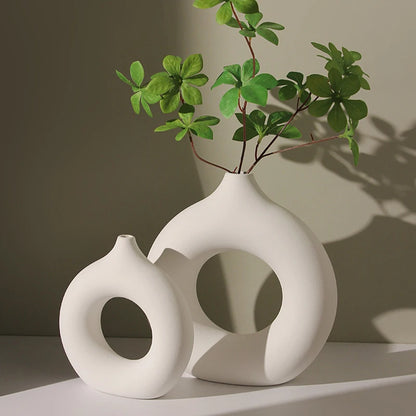 Nordic White Flower Vase for Table & Home Decor