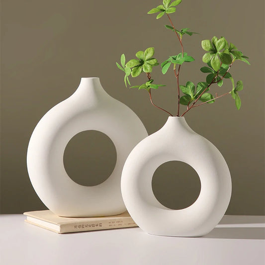 Nordic White Flower Vase for Table & Home Decor