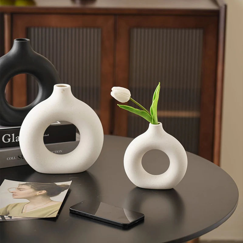 Nordic White Flower Vase for Table & Home Decor