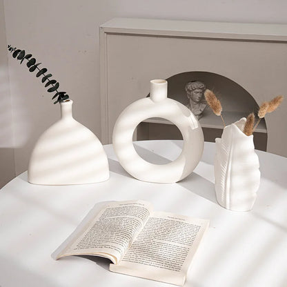 Nordic White Flower Vase for Table & Home Decor